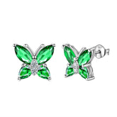 Women Stud Earrings Butterfly Birthstone May Emerald - Earrings - Aurora Tears